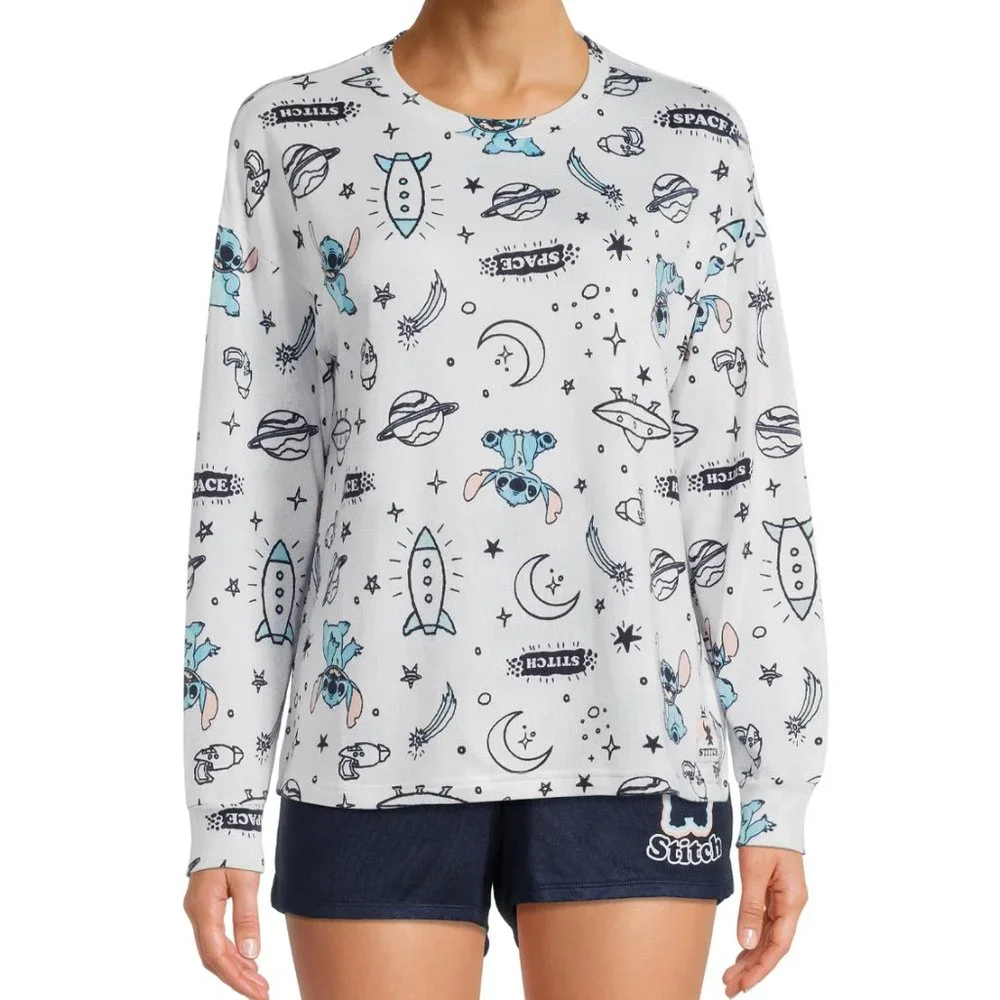 DISNEY Lilo and Stitch Space Planets Pajama Set Size Small EUC - Picture 5 of 8